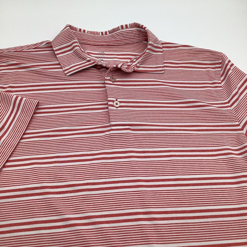 Southern Tide Mens Short Sleeve Polo Red Striped Size Medium